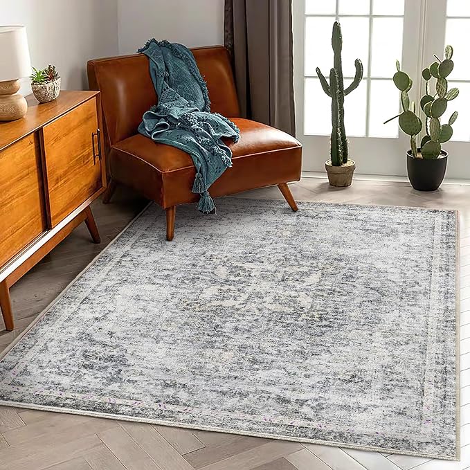 Area Rug 6'x9' Washable Vintage Traditional Floor Cover Thin Retro Kitchen - Image 2