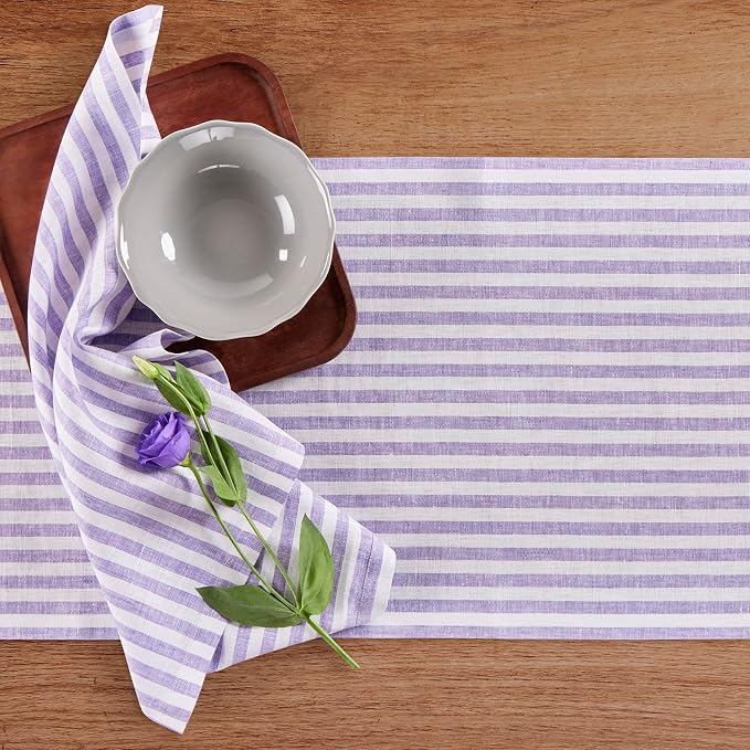 Solino Home Striped Linen Table Runner 120 Inches Long - Image 9