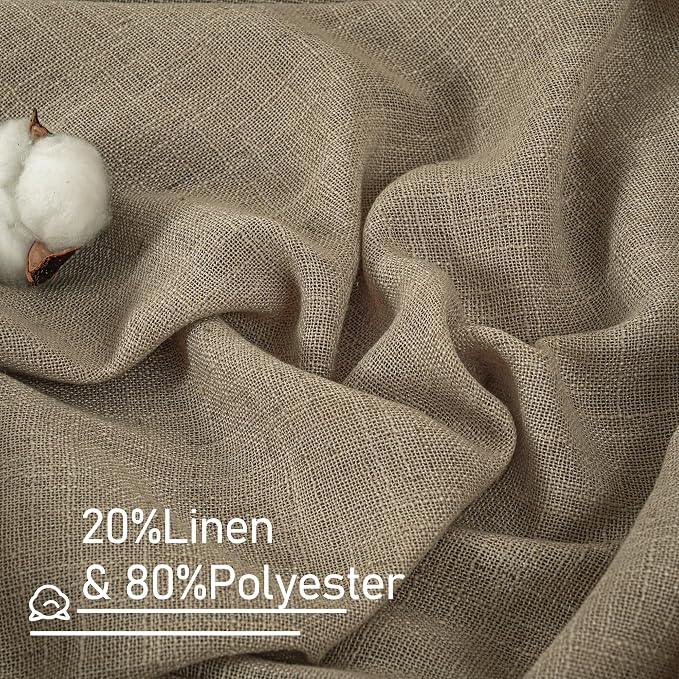 LAMIT Semi Sheer Linen Curtains 45 Inches Long, Light Filtering Panels Back Tab - Image 2