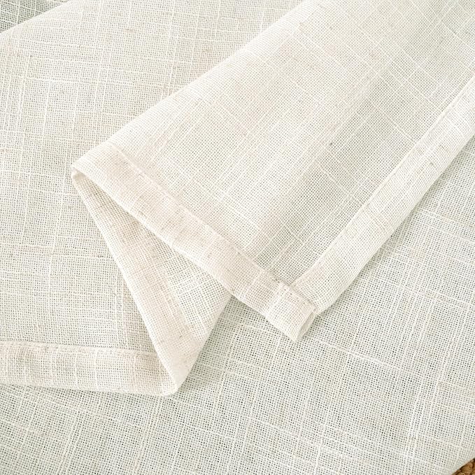 LAMIT Cream Linen Curtains 24 Inch Length, Semi Sheer Light Filtering Window - Image 9