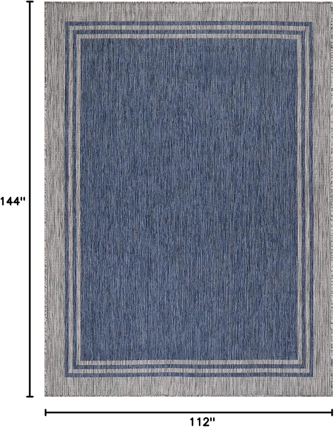 Bordered Outdoor Rug 9x12 Washable Outside Carpet - Image 2