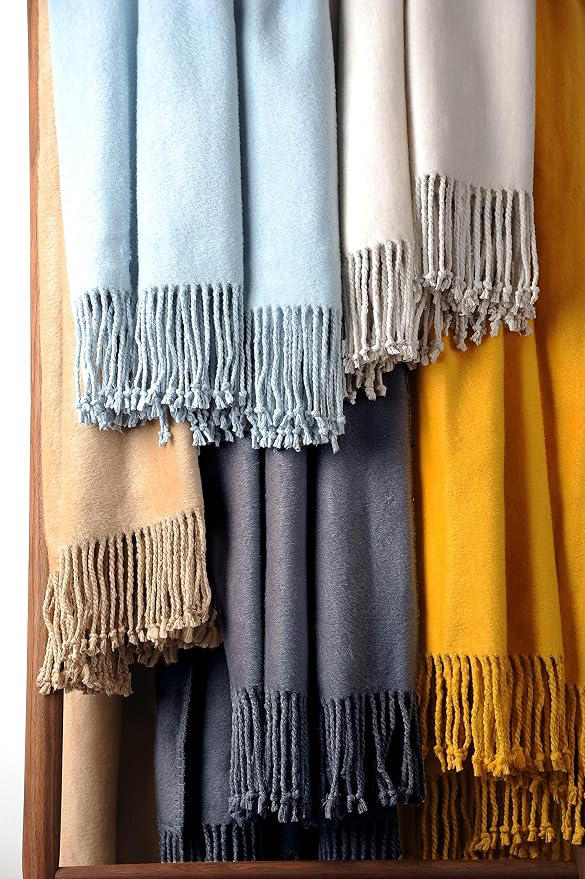 EP Mode Fringed Mulberry Silk Throw Blanket - Image 5