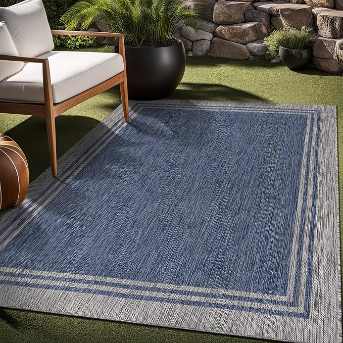 Bordered Outdoor Rug 9x12 Washable Outside Carpet - Image 9