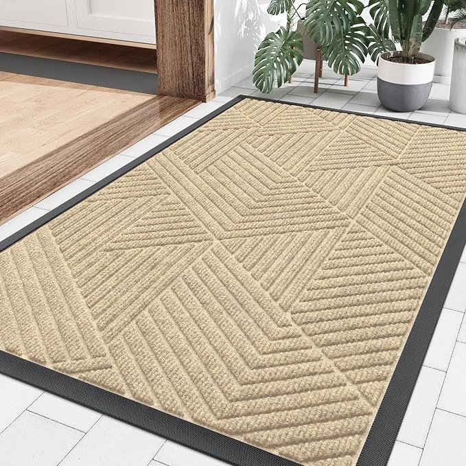 Smiry Front Door Mat Outside Entrance, Heavy Duty Sturdy Natural Rubber Doormat by Smiry