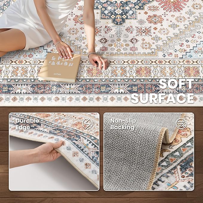 zesthome 8x10 Area Rugs for Living Room, Non-Slip Backing Washable Rugs - Image 6