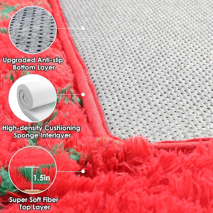 ONASAR Area Rugs for Living Room Bedroom, 5x8 Washable Fluffy Red and Dark - Image 3