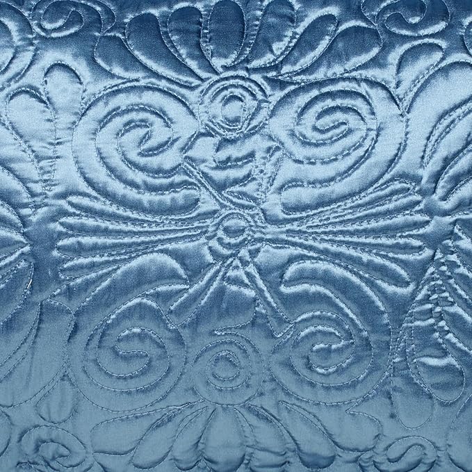 Portia Luxury Bedding | Sapphire | Quilted Polyester Satin | Hand Guided - Image 5