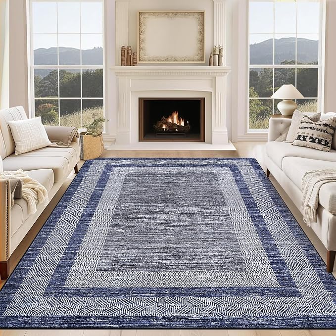 GarveeHome Modern Geometric Area Rug 5x7 Distressed Bordered Rug Washable Non by GarveeHome