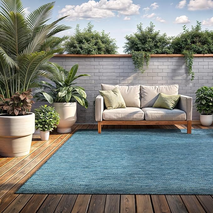 Washable Indoor Outdoor Rug 9x12 Weather Resistant Area Rugs Modern Solid - Image 3