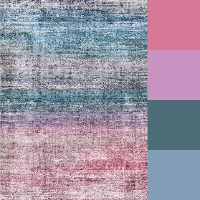 Kokia Abstract Area Rug Living Room 5x7 Colorful Washable Large Rug Bedroom - Image 9