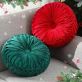 2 Pcs Round Throw Pillows 15 Inch Decorative Velvet Pleated Pumpkin Floor Boho by Beeveer