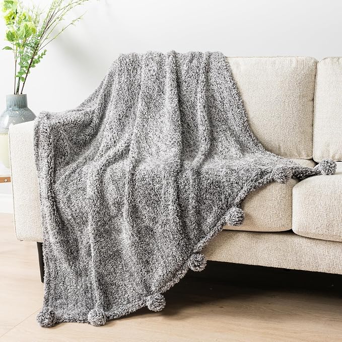 PAVILIA Grey Sherpa Throw Blanket - Image 2