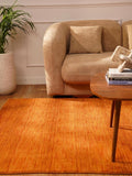 Rugsotic Carpets Hand Knotted Gabbeh Wool 9'x12' Area Rug Solid Orange L00111 by GetMyRugsLLC