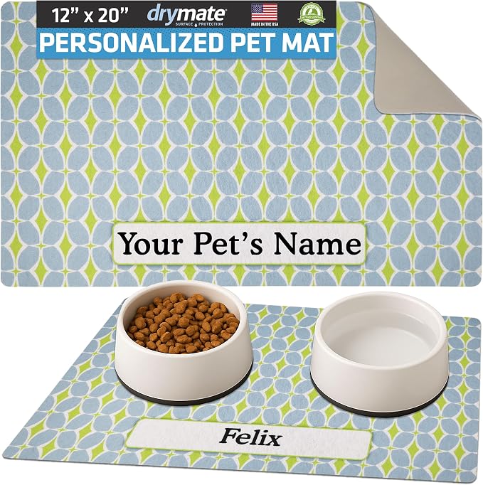 Drymate Personalized Pet Bowl Placemat, Custom Dog & Cat Food Feeding Mat by Drymate