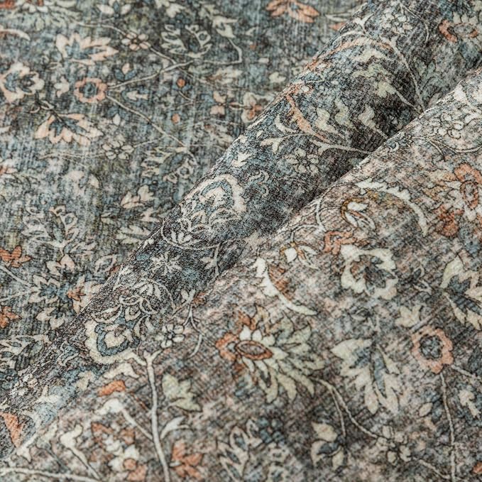 Area Rug 5x7 Gray Living Room Washable Vintage Carpet Non Slip Indoor Retro - Image 7