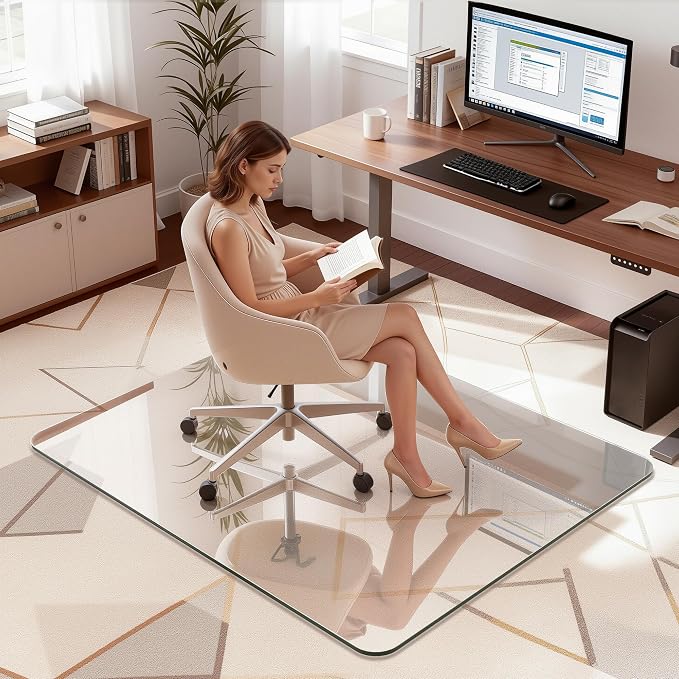 Antok Tempered Glass Chair Mat, Heavy Duty 0.2" Desk Chair Mat - Image 9