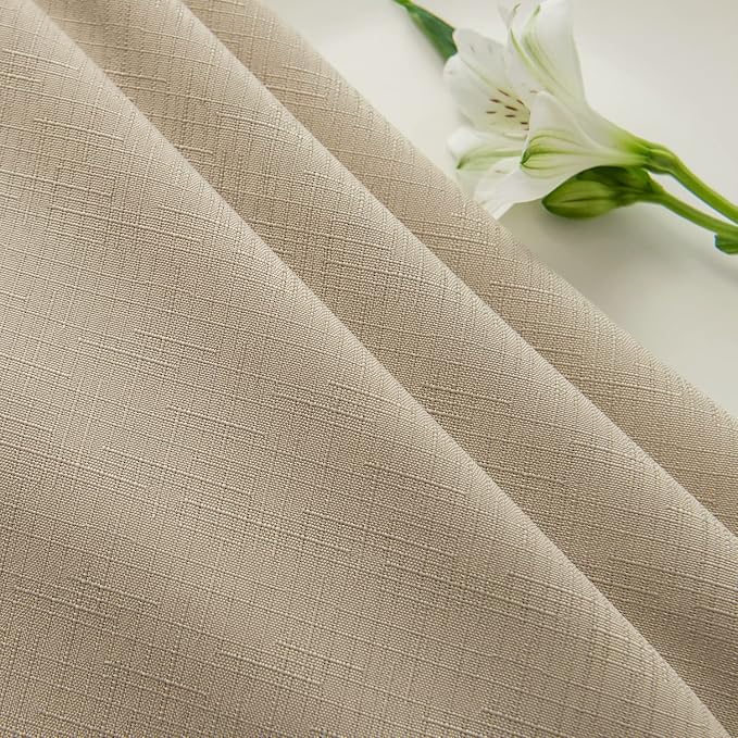 maxmill 2 Pack Rectangle 52 x 70 Inch Natural Slubby Textured Tablecloth - Image 8