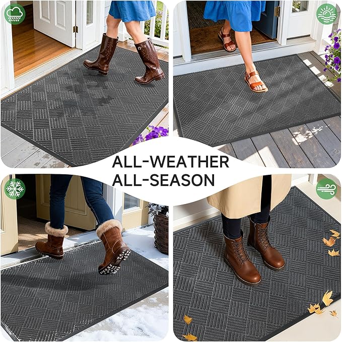 Front Door Mat, Heavy Duty Indoor Outdoor Doormat, 60” x 48” Low Profile - Image 6