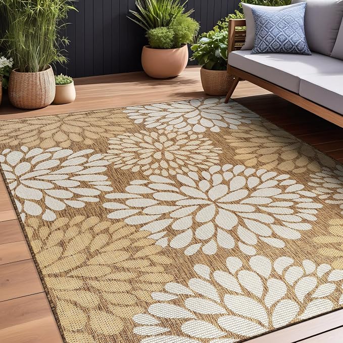 Beverly Rug Outdoor Rug 8x10 Modern Exotic Tropical Leaf Area Rugs by BeverlyRug