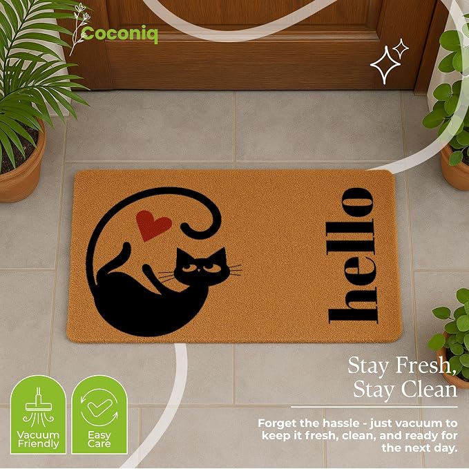 Coir Door Mats 17" X 30", Non-Slip Sturdy, PVC Backed Heavy Duty, Love of Cats - Image 6