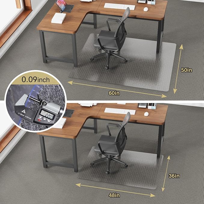 50”x 60”Carpet Floor Mat for Office Chair, HeavyDuty Chair Mats for Carpeted - Image 6
