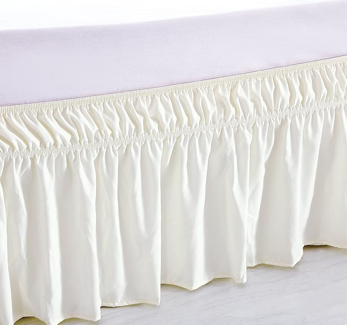MEILA Wrap Around Bed Skirt Three Fabric Sides Elastic Dust Ruffled 18 Inch - Image 3
