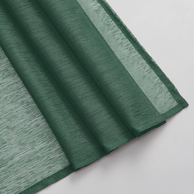 DONREN Dark Hunter Green Sheer Window Valance - Image 5