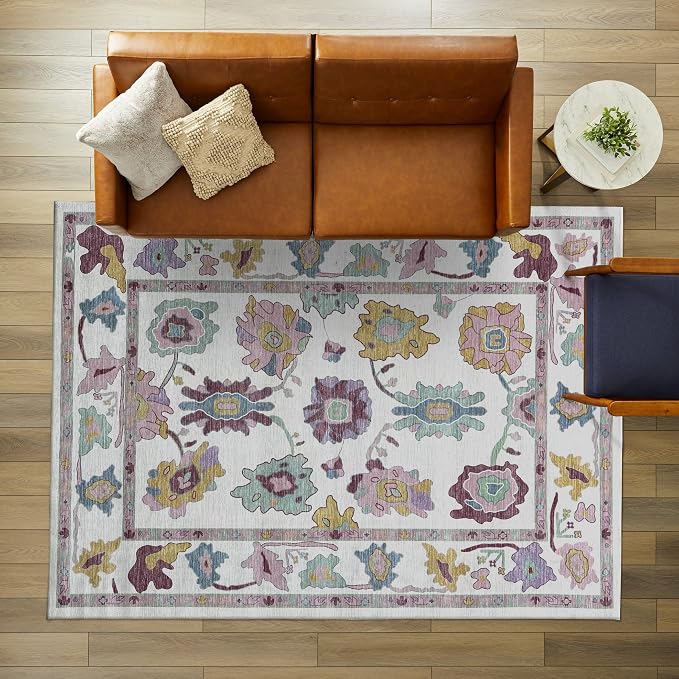 Fame Living Pink Oushak Rug, Modern Rugs, Small Throw, Accent Area Rug - Image 9