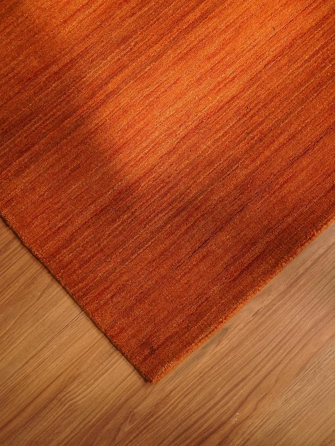 Rugsotic Carpets Hand Knotted Gabbeh Wool 9'x12' Area Rug Solid Orange L00111 - Image 7