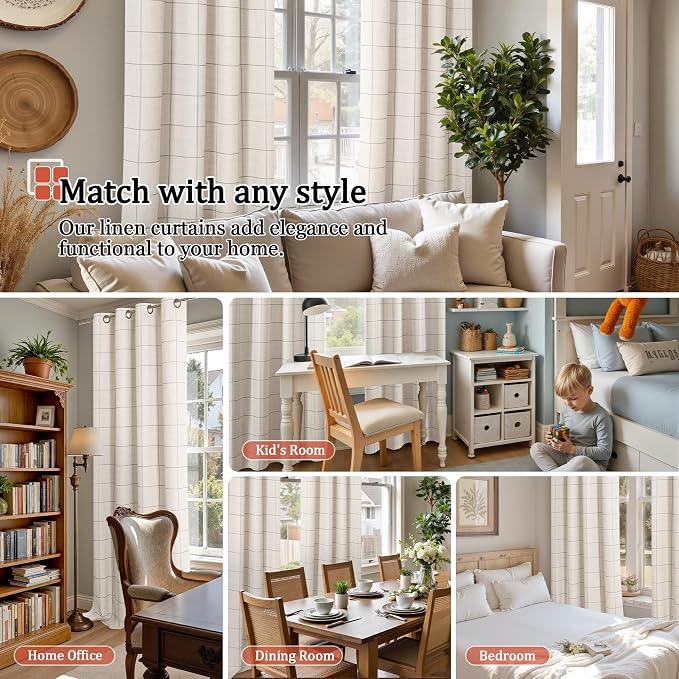 Grey Linen Blackout Curtains for Living Room - Image 4