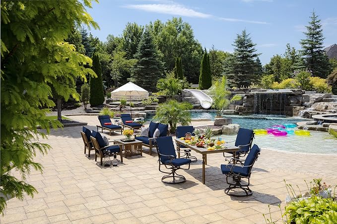 Arden Outdoor Midback Chair Cushion, 18 x 16.5, Sapphire Blue Leala - Image 6