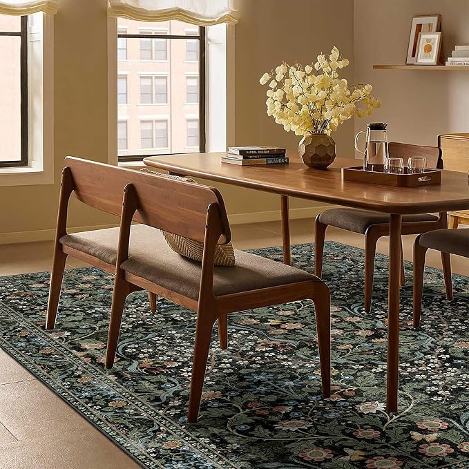 MUJOO Floral 5x7 Area Rugs, Washable Rug - Image 4
