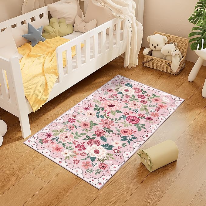 DUKINO 2x4 Rug for Entryway, Washable Kitchen Floral Runner Rug - Image 2