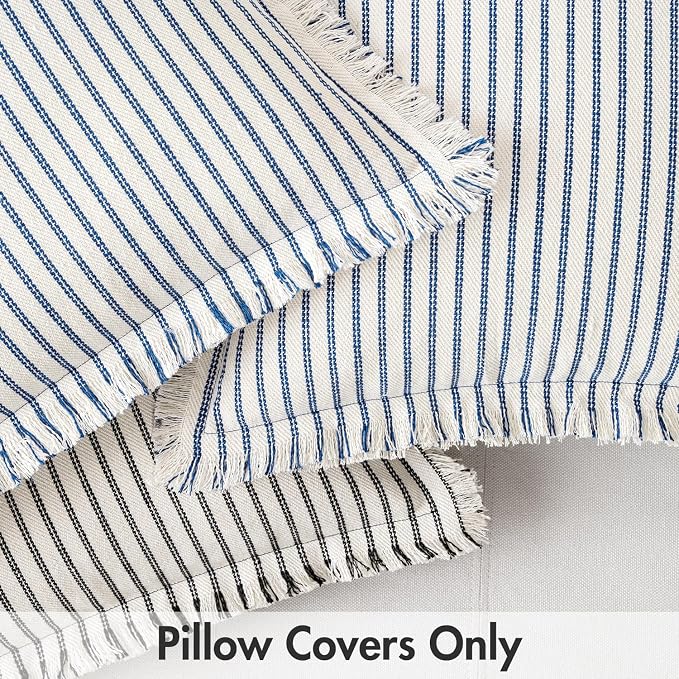 MIULEE Pack of 2 Black Pillow Covers 24x24 Inch Striped Farmhouse Couch Throw - Image 8