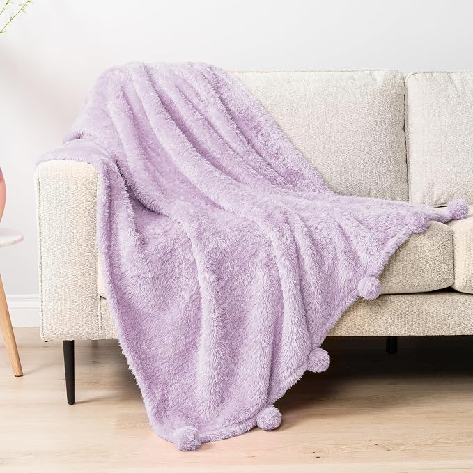PAVILIA Lavender Sherpa Throw Blanket - Image 2