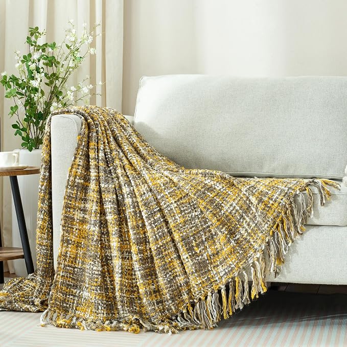 Multi-Color Gold Cable Knitted Throw Blanket - Image 8