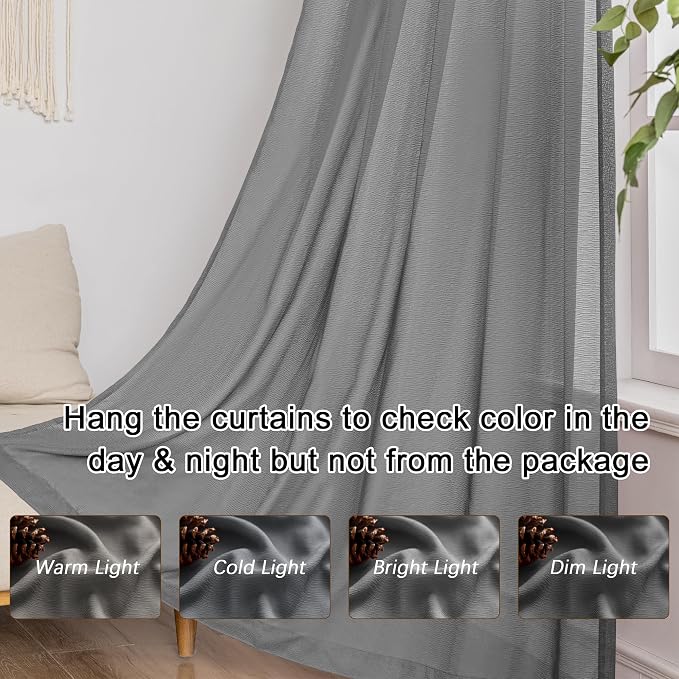 MAIHER Grey Pinch Pleat 144 Inch Curtains Extra Long Sheer 12ft Curtains - Image 6
