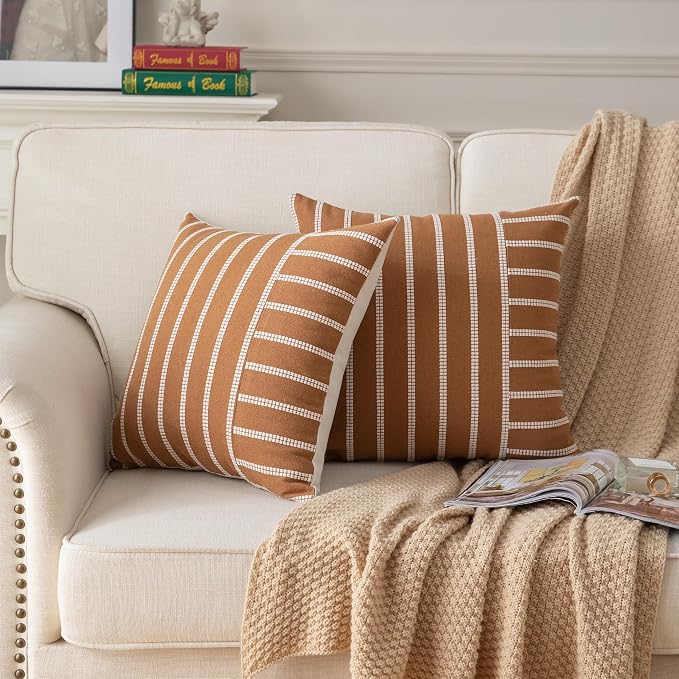 Caflife Boho Throw Pillow Covers 18x18 Set of 2 Soft Farmhouse Decorative Couch - Image 5