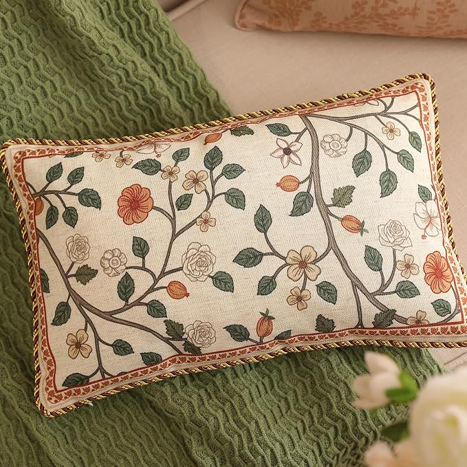 ISAENNE Design Linen Classic Throw Pillow Covers 12"x20" Pack of 2, French - Image 7