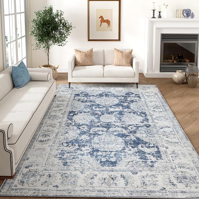jinchan Fiora 6x9 Area Rug for Living Room Washable Soft Throw Rug Ultra-Thin by JINCHAN
