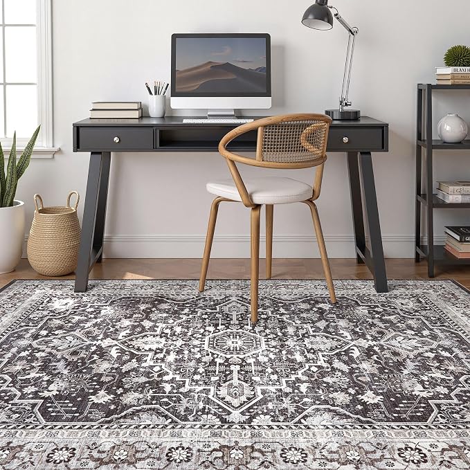Black Rug Living Room Rugs: 12x15 Washable Boho Large Vintage Moody Soft - Image 5