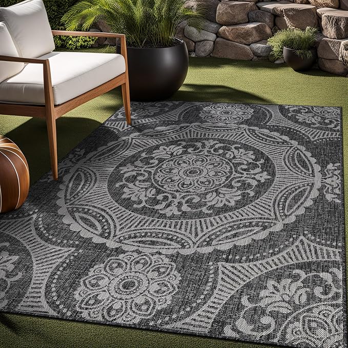 Medallion Outdoor Rug 6x9 Washable Outside Carpet - Image 9
