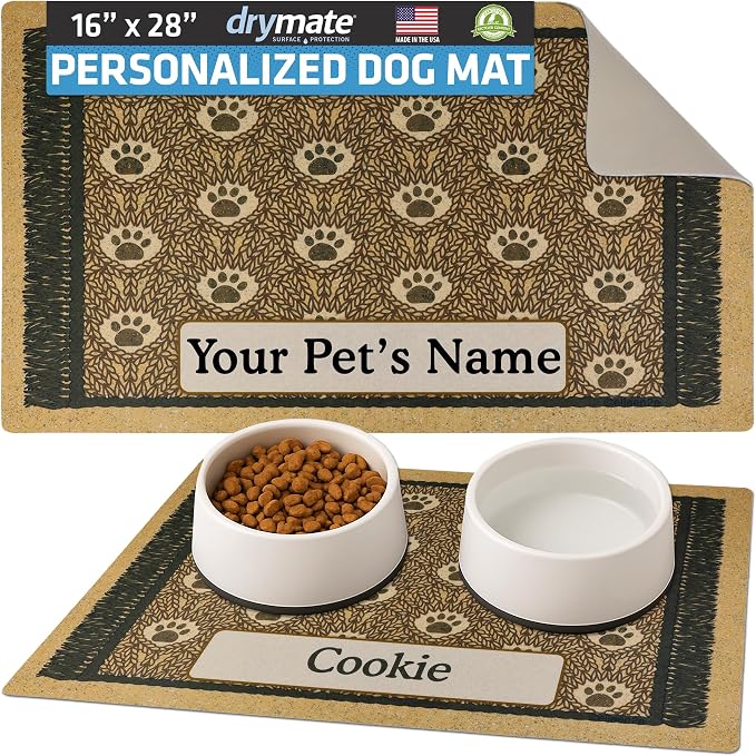 Drymate Personalized Pet Bowl Placemat, Custom Dog & Cat Food Feeding Mat by Drymate