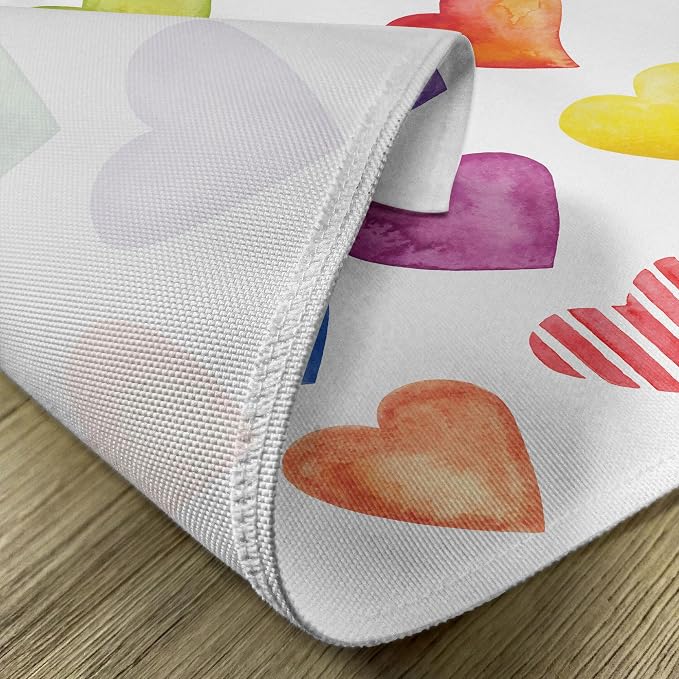 Ambesonne Grunge Place Mats Set of 8, Rainbow Color Heart Shapes Valentine's - Image 5