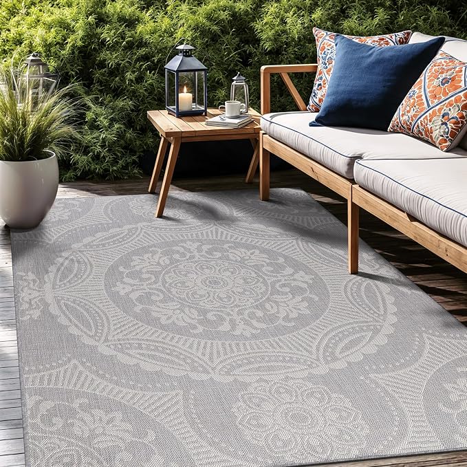 Medallion Outdoor Rug 5x7 Washable Outside Carpet - Image 6