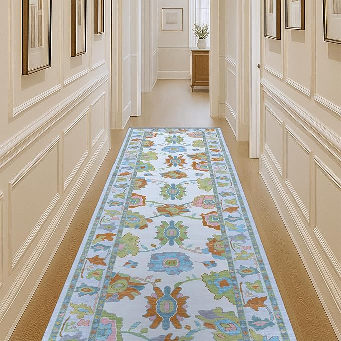 Fame Living Colorful Oushak Runner Rug, Modern Runners, Small Throw Rugs by FameLiving%7COushakRugs