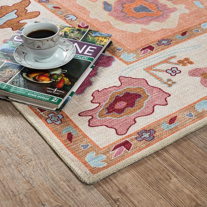 Fame Living Orange Oushak Rug, Modern Small Rugs, Door mat, Doormat - Image 9