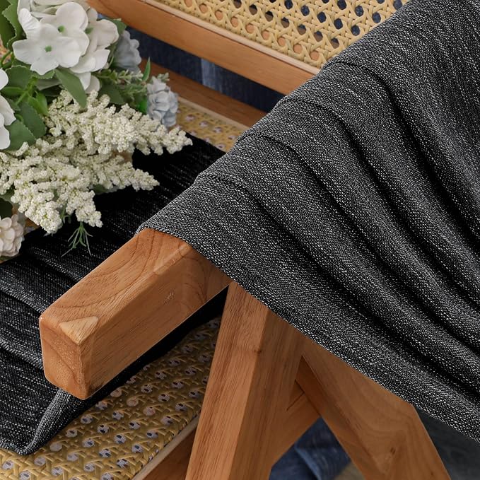 Simplebrand Black Faux Linen Textured Semi Sheer Curtains 72 Inches Long 2 - Image 9