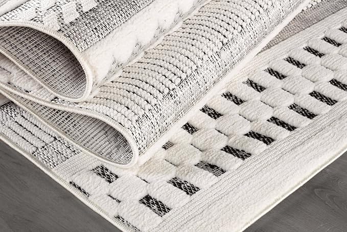 Beverly Rug Micro Loop Area Rug Gray/White 8x10 Geometric Modern Scandinavian - Image 5