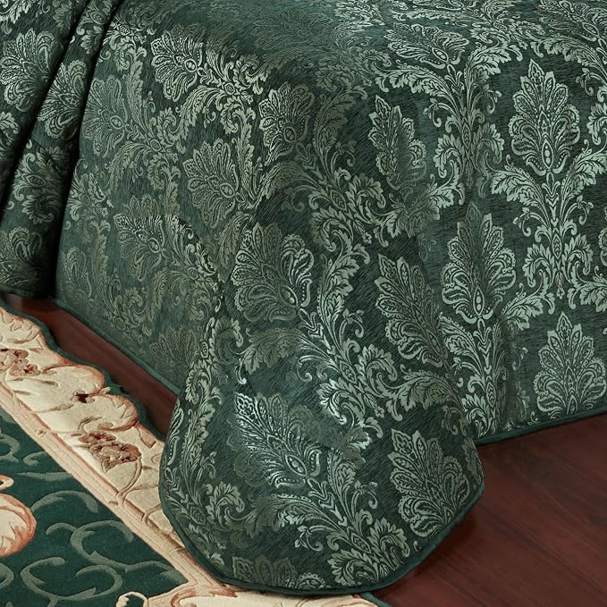 Touch of Class Camelot Luxury Bedding | Emerald Green | Matte Satin Damask on - Image 4